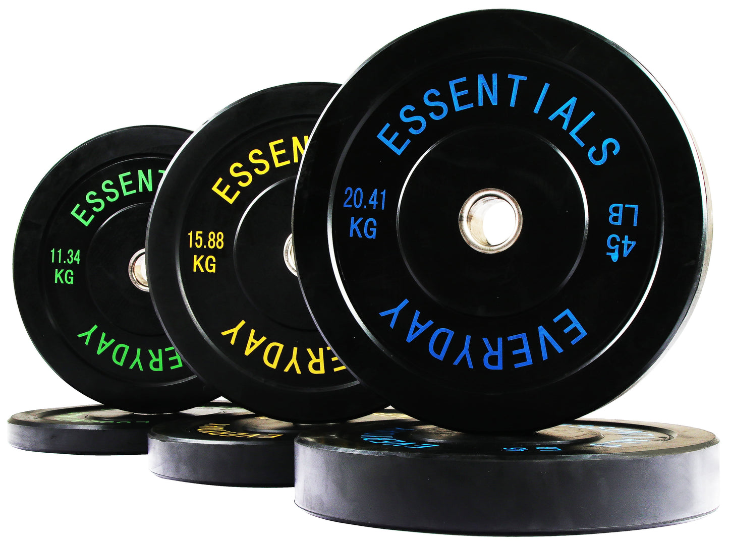 Olympic Bumper Plate Weight Plate with Steel Hub, Black, 210 Lbs Set