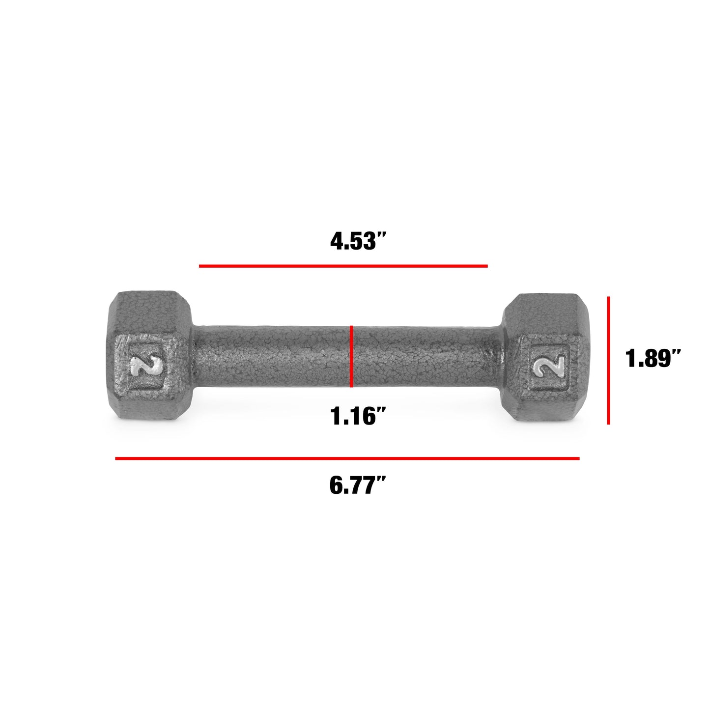 Barbell Cast Iron Dumbbell Weights, 2 Lbs. Pair