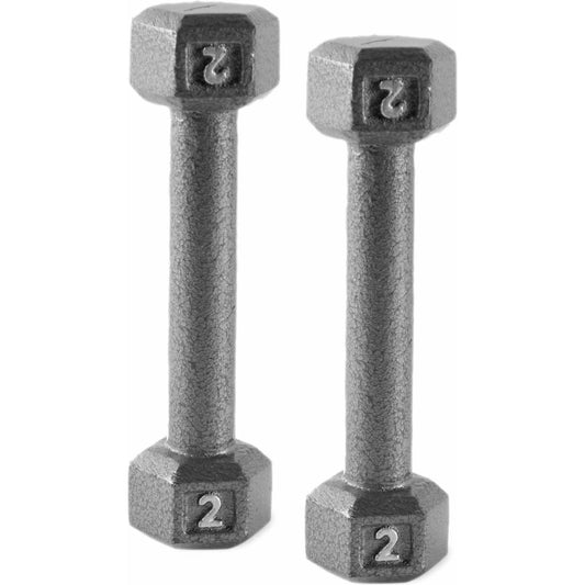 Barbell Cast Iron Dumbbell Weights, 2 Lbs. Pair