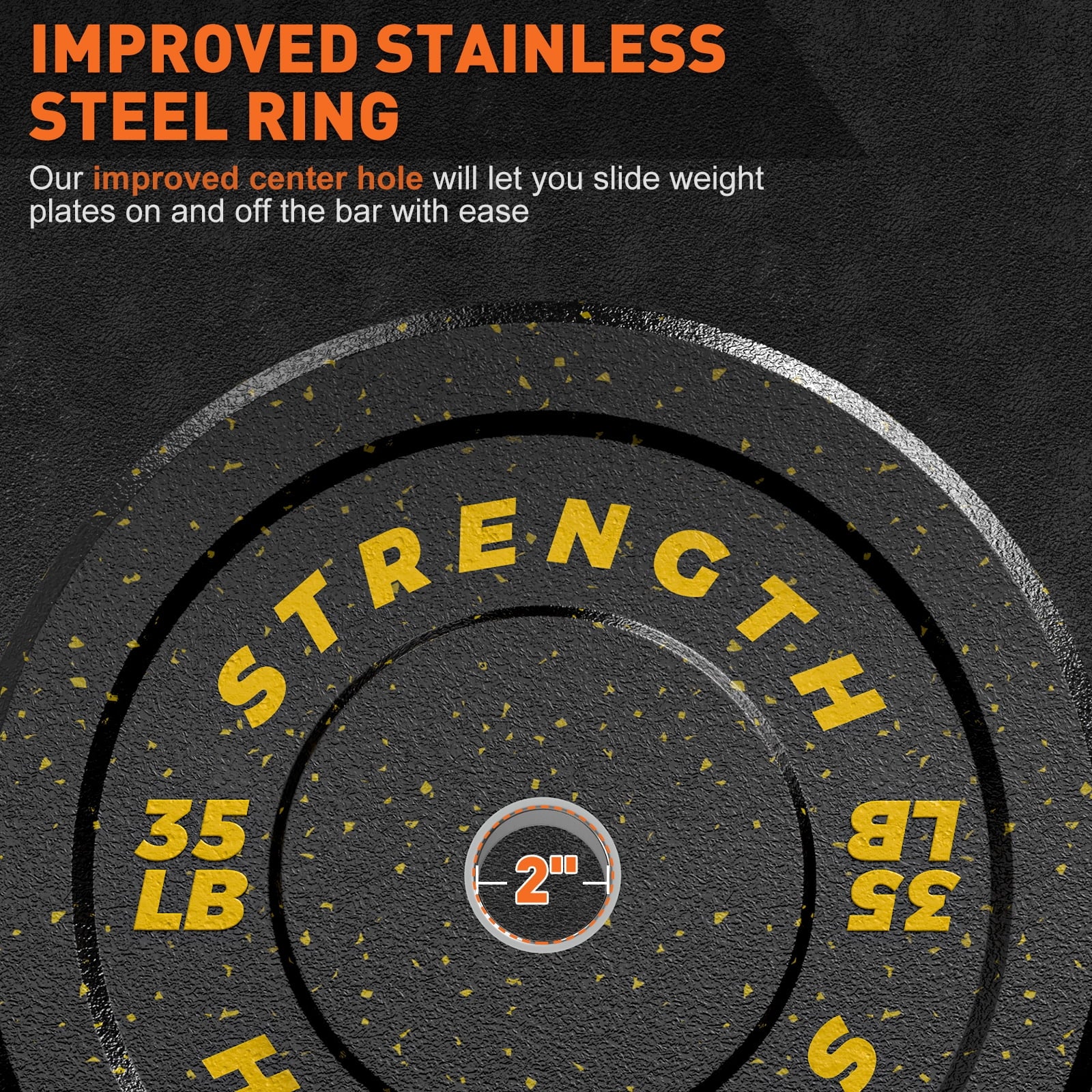 190Lb 2-Inch Olympic Weight Plates, Durable Recycled Rubber - Low Noise & Floor Protection - Quick Identification, 10Lb to 55Lb Weights - Ideal for Weightlifting & Crossfit