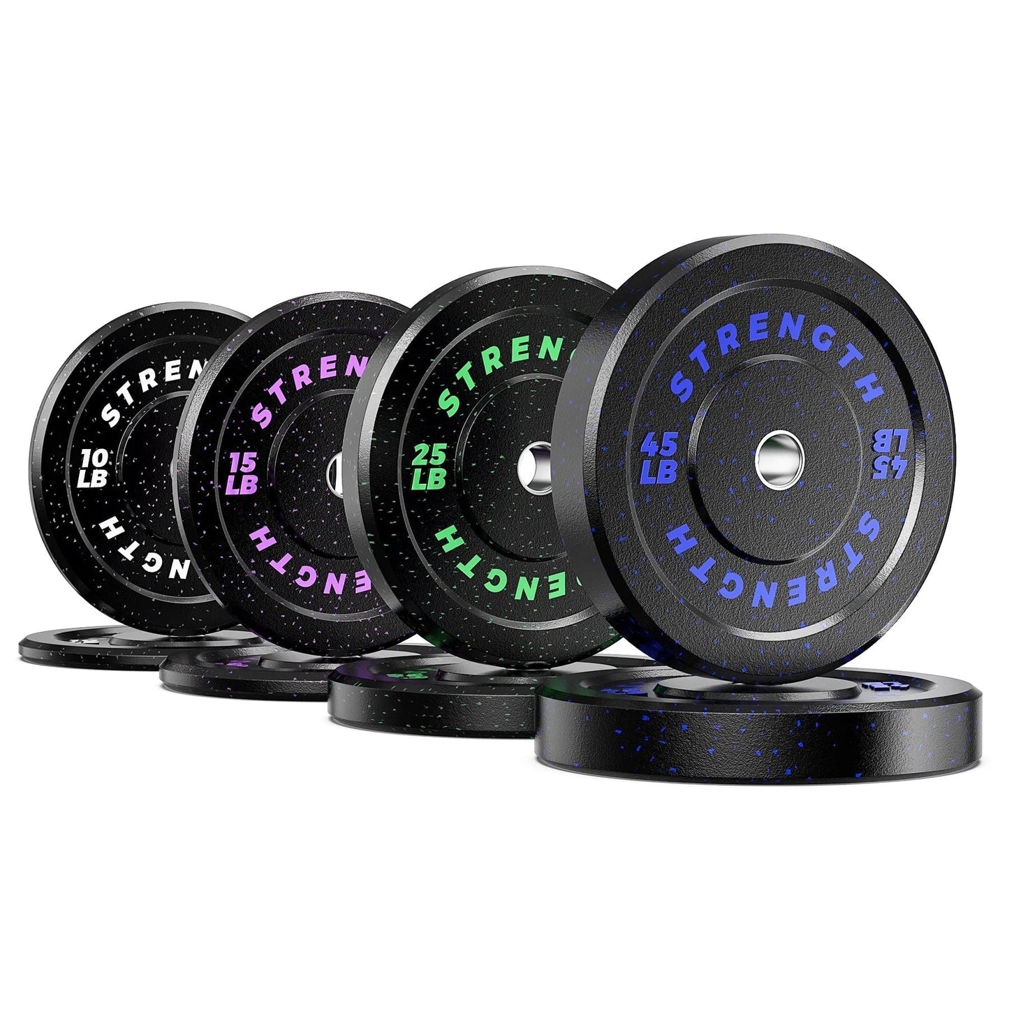190Lb 2-Inch Olympic Weight Plates, Durable Recycled Rubber - Low Noise & Floor Protection - Quick Identification, 10Lb to 55Lb Weights - Ideal for Weightlifting & Crossfit