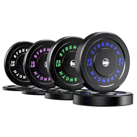190Lb 2-Inch Olympic Weight Plates, Durable Recycled Rubber - Low Noise & Floor Protection - Quick Identification, 10Lb to 55Lb Weights - Ideal for Weightlifting & Crossfit