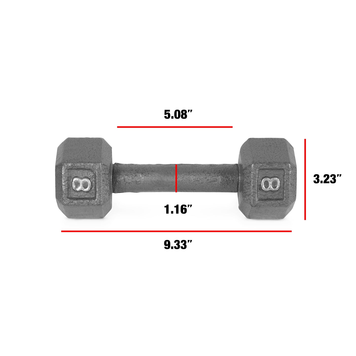 Barbell Cast Iron Dumbbell Weights, 8 Lb. Pair