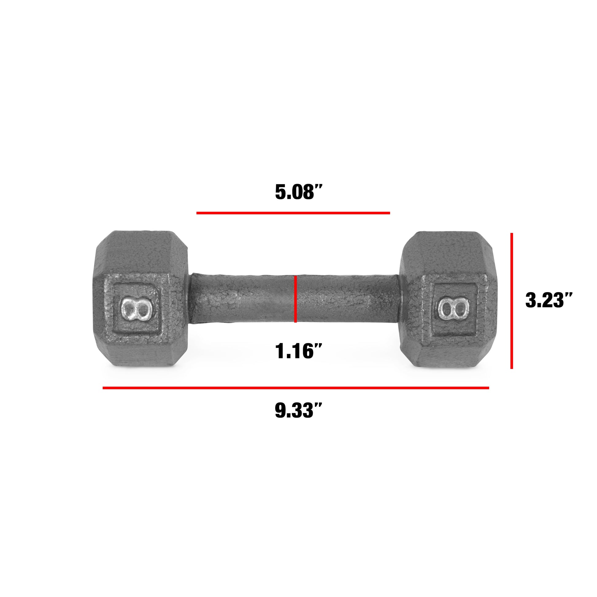 Barbell Cast Iron Dumbbell Weights, 8 Lb. Pair