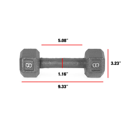 Barbell Cast Iron Dumbbell Weights, 8 Lb. Pair