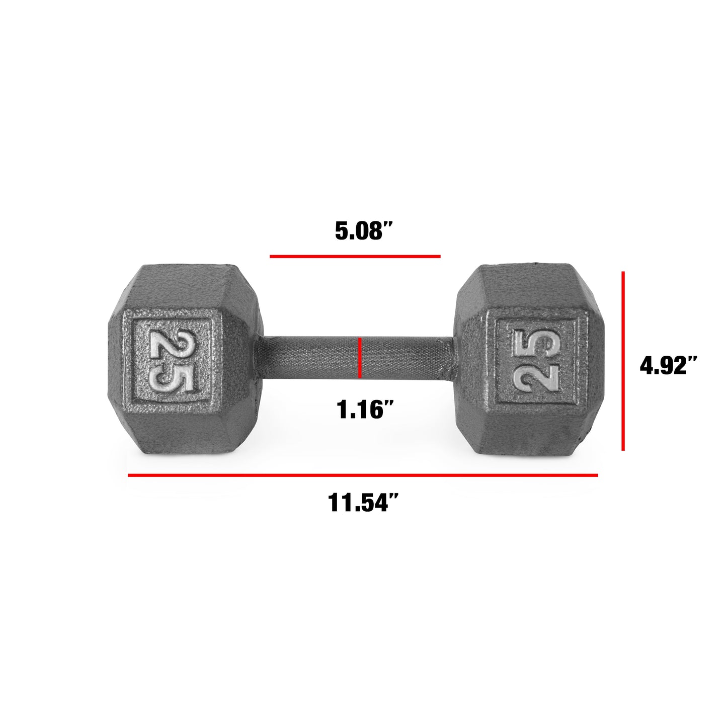 Barbell Cast Iron Dumbbell Weights, 25 Lb. Pair