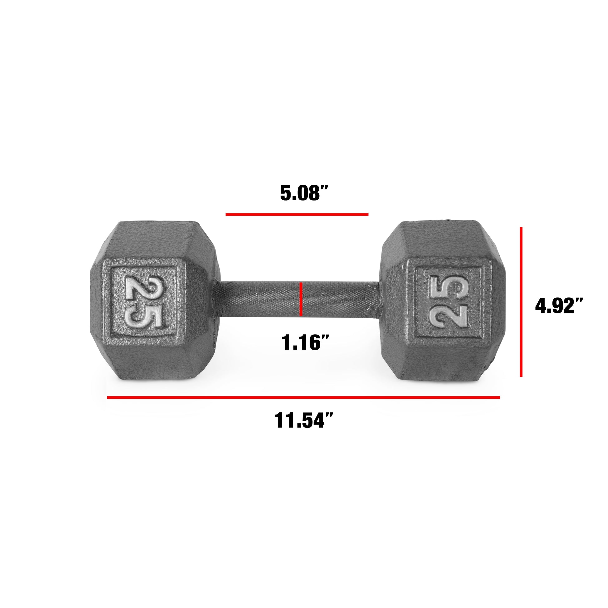 Barbell Cast Iron Dumbbell Weights, 25 Lb. Pair