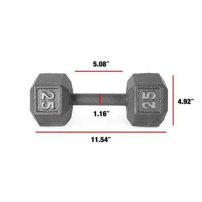 Barbell Cast Iron Dumbbell Weights, 25 Lb. Pair