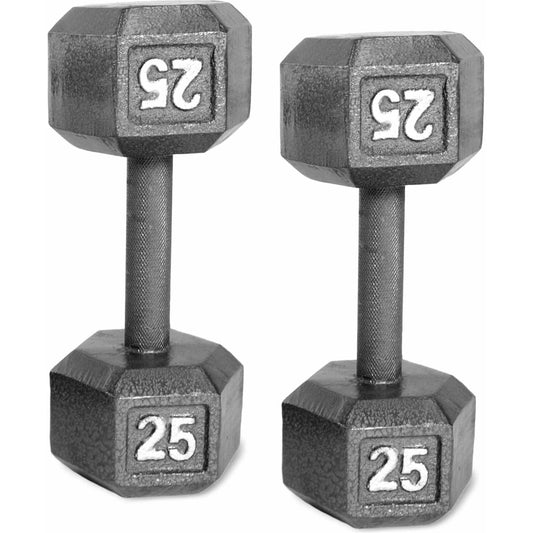 Barbell Cast Iron Dumbbell Weights, 25 Lb. Pair