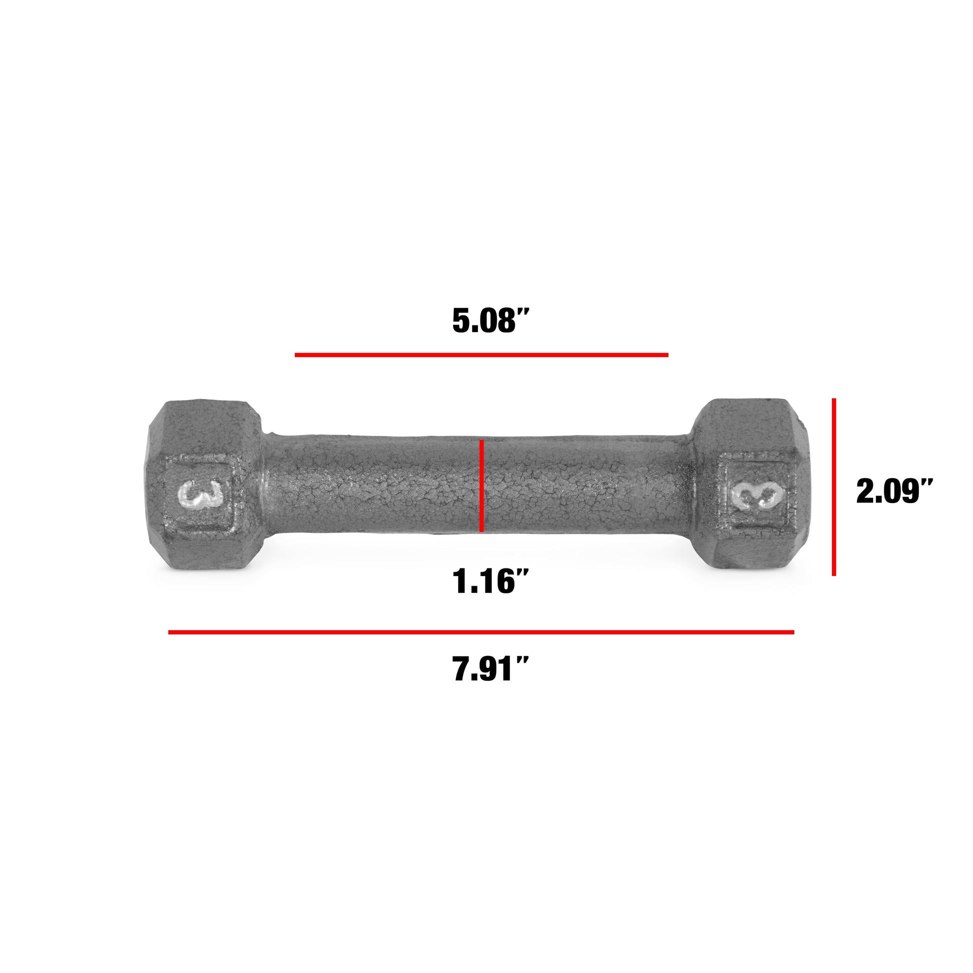 Barbell Cast Iron Dumbbell Weights, 3 Lbs., Pair