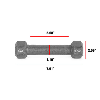 Barbell Cast Iron Dumbbell Weights, 3 Lbs., Pair