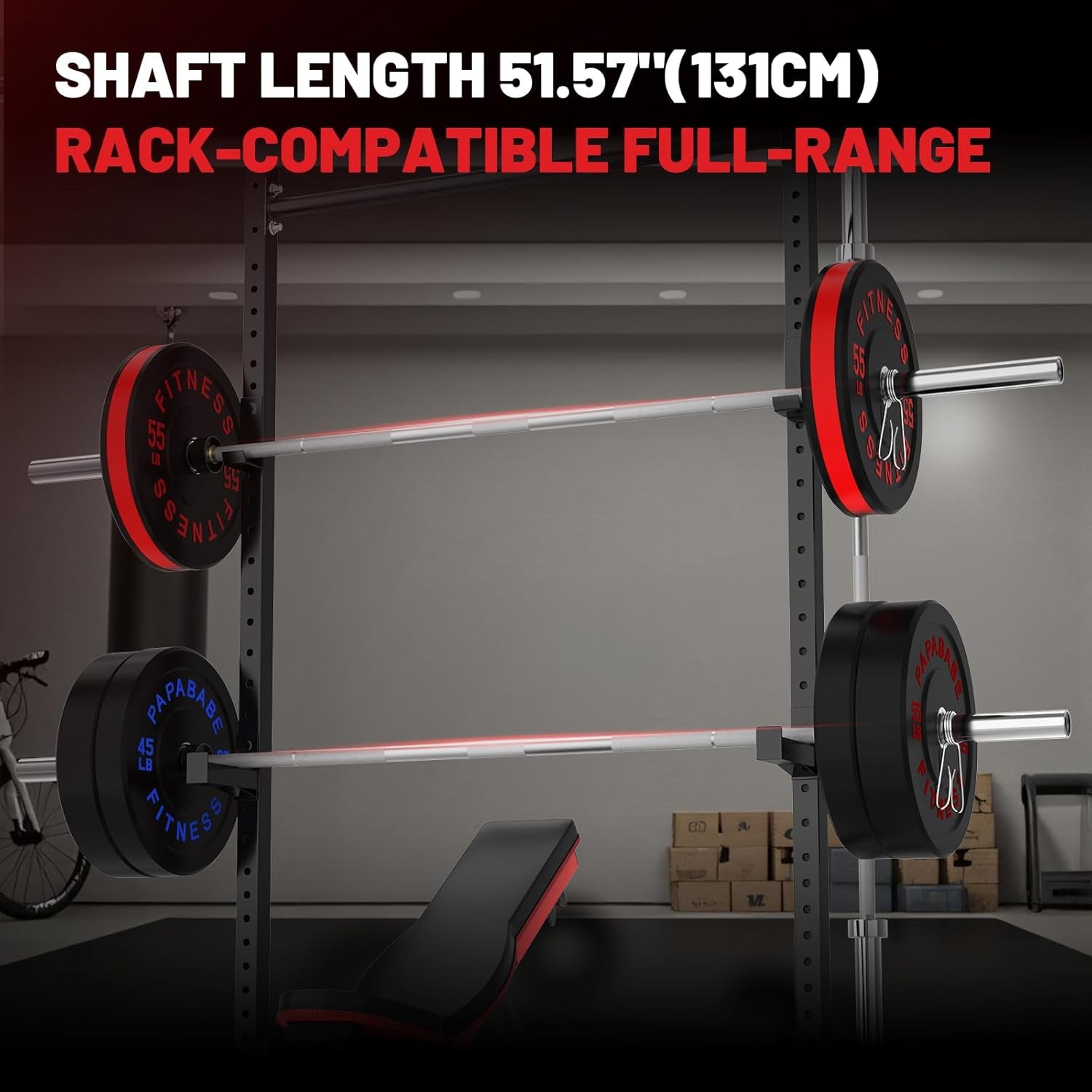 Olympic Barbell, 2-Inch 45Lb 7Ft/35Lb 6.5Ft Weight Bar for Strength Training. 1000Lb plus Capacity, Chrome/Zinc Plating, Knurled Grip for Bench Press Deadlift Squat