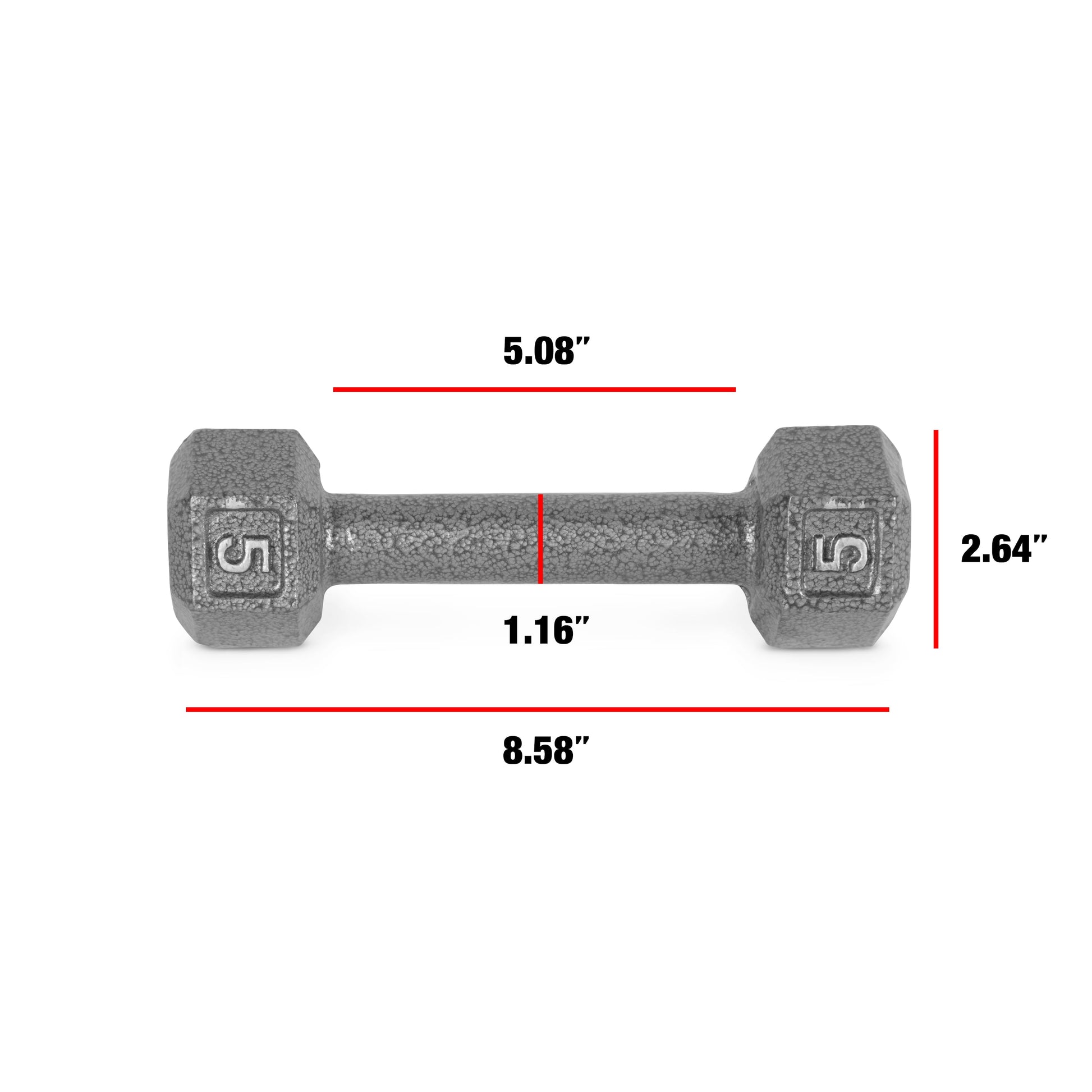 Barbell Cast Iron Dumbbell Weights, 5 Lbs., Pair