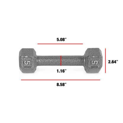 Barbell Cast Iron Dumbbell Weights, 5 Lbs., Pair