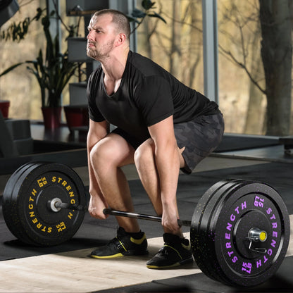 190Lb 2-Inch Olympic Weight Plates, Durable Recycled Rubber - Low Noise & Floor Protection - Quick Identification, 10Lb to 55Lb Weights - Ideal for Weightlifting & Crossfit
