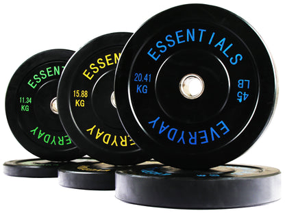 Olympic Bumper Plate Weight Plate with Steel Hub, Black, 210 Lbs Set
