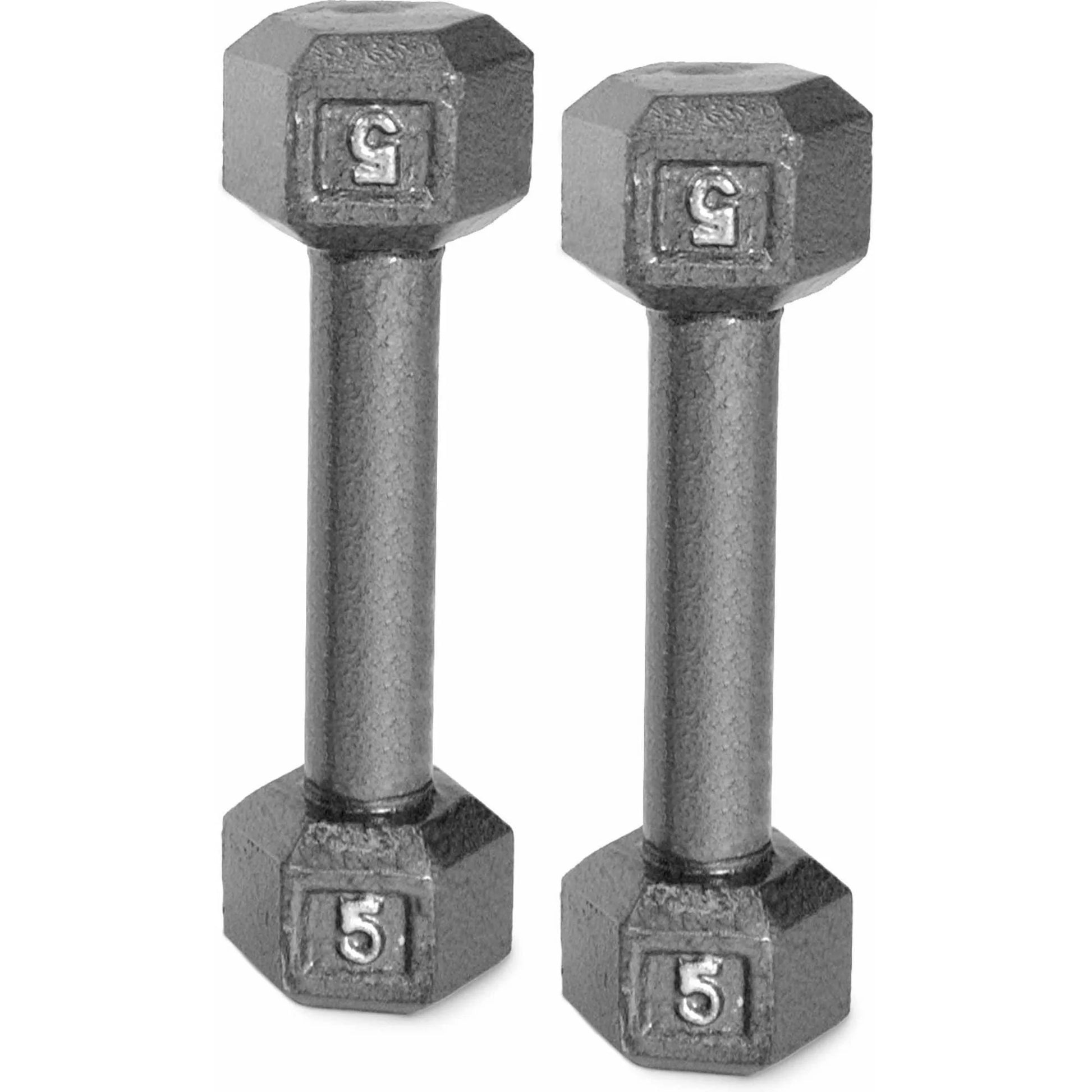 Barbell Cast Iron Dumbbell Weights, 5 Lbs., Pair