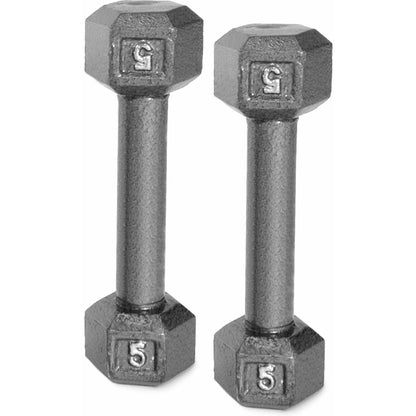 Barbell Cast Iron Dumbbell Weights, 5 Lbs., Pair