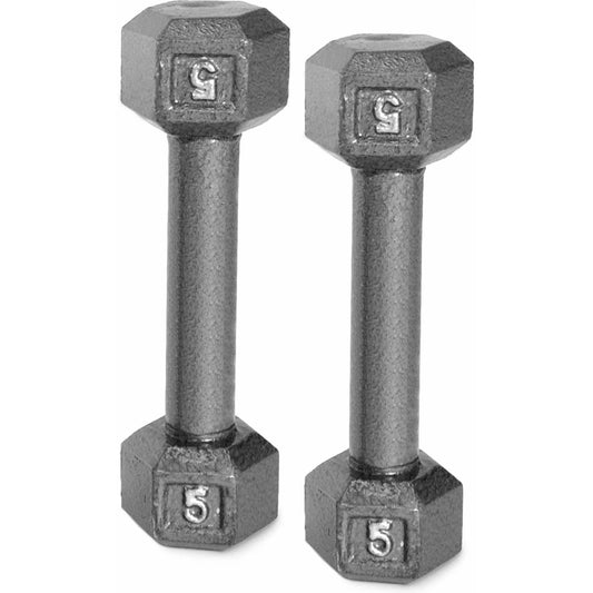Barbell Cast Iron Dumbbell Weights, 5 Lbs., Pair