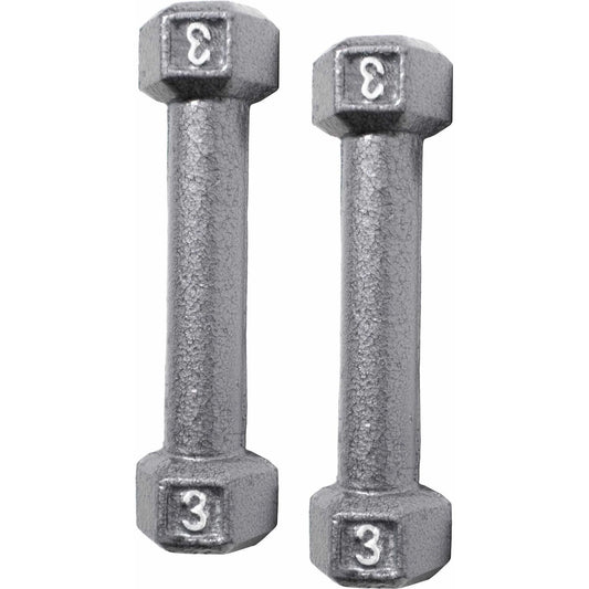 Barbell Cast Iron Dumbbell Weights, 3 Lbs., Pair