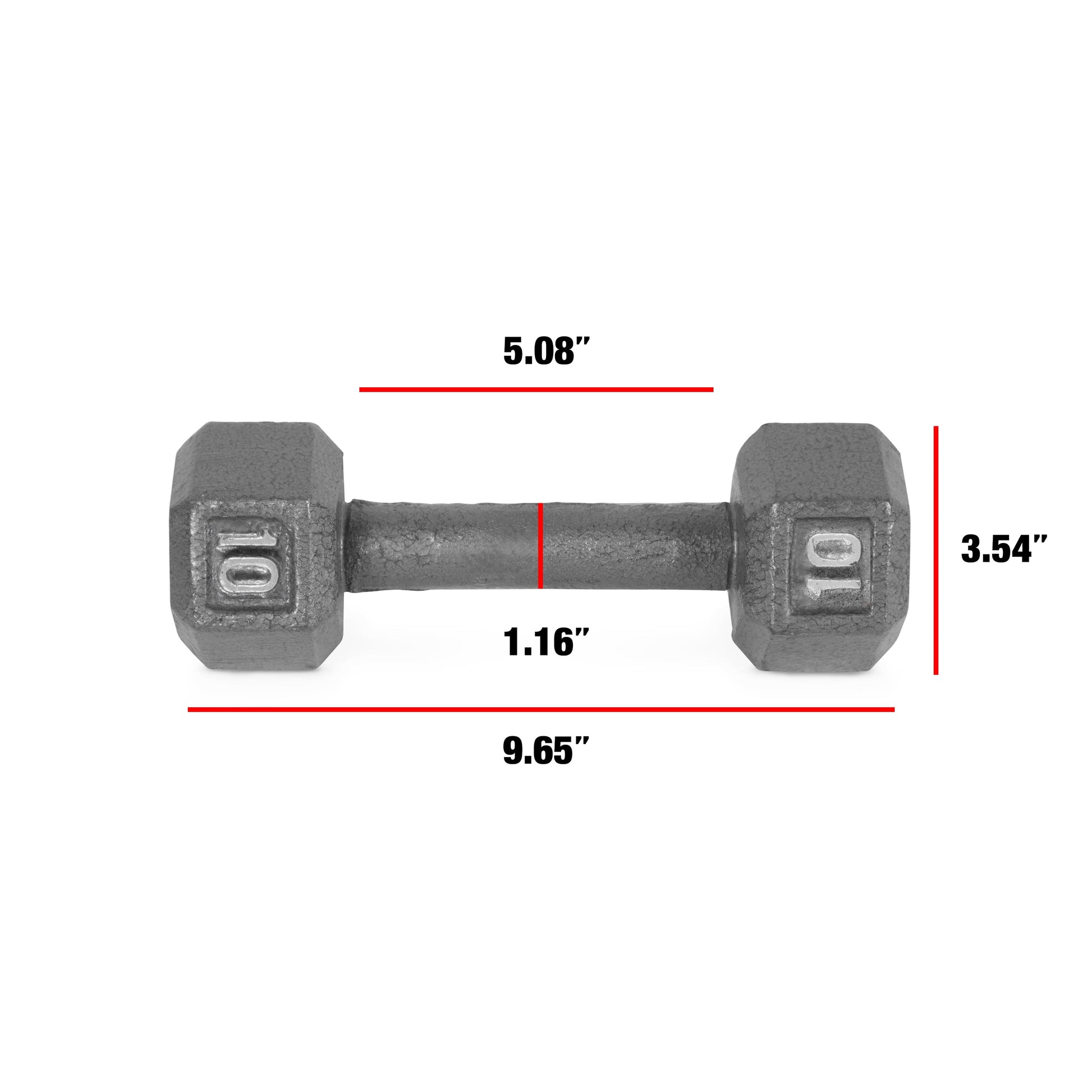 Barbell Cast Iron Dumbbell Weights, 10 Lbs., Pair