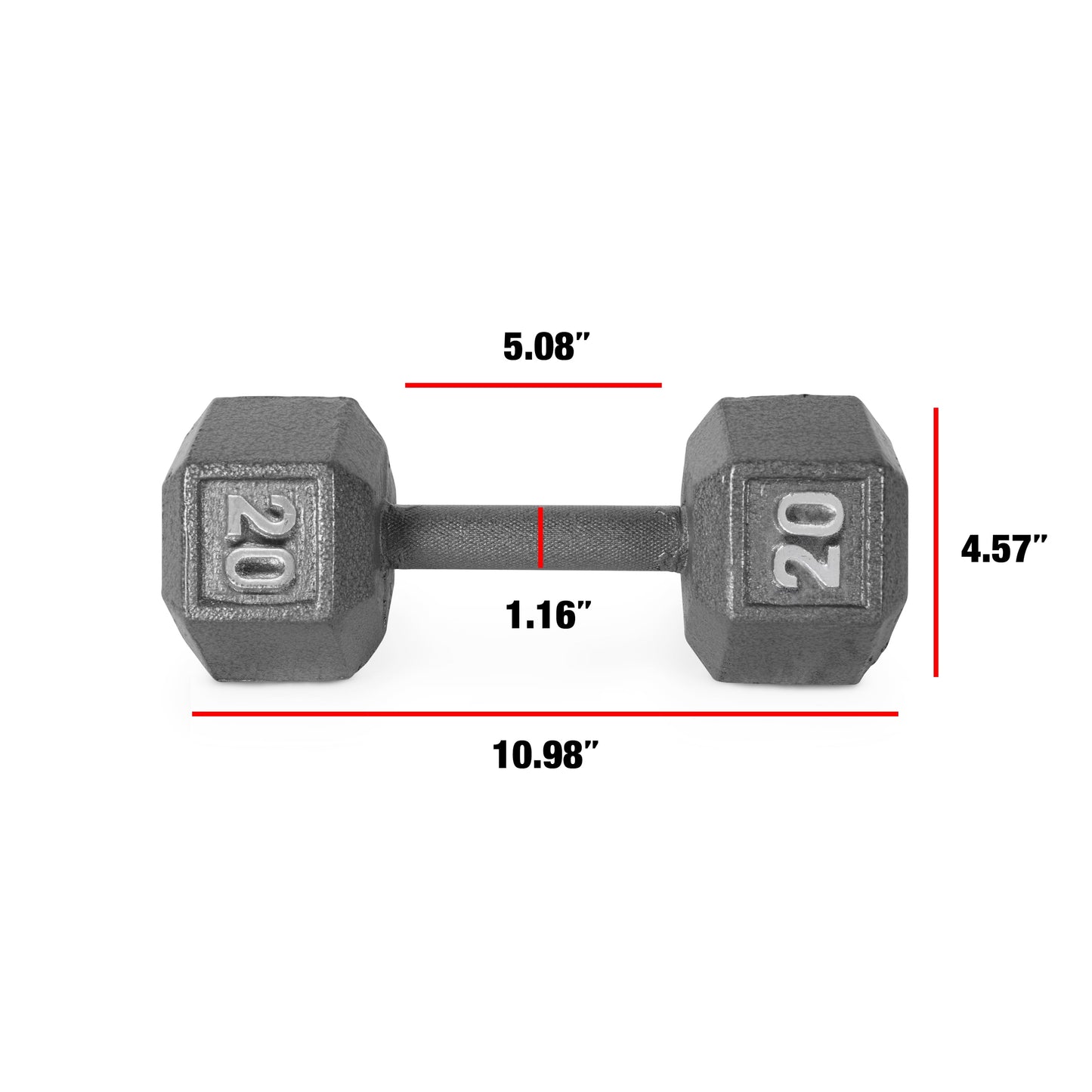 Barbell Cast Iron Dumbbell Weights, 20 Lbs., Pair