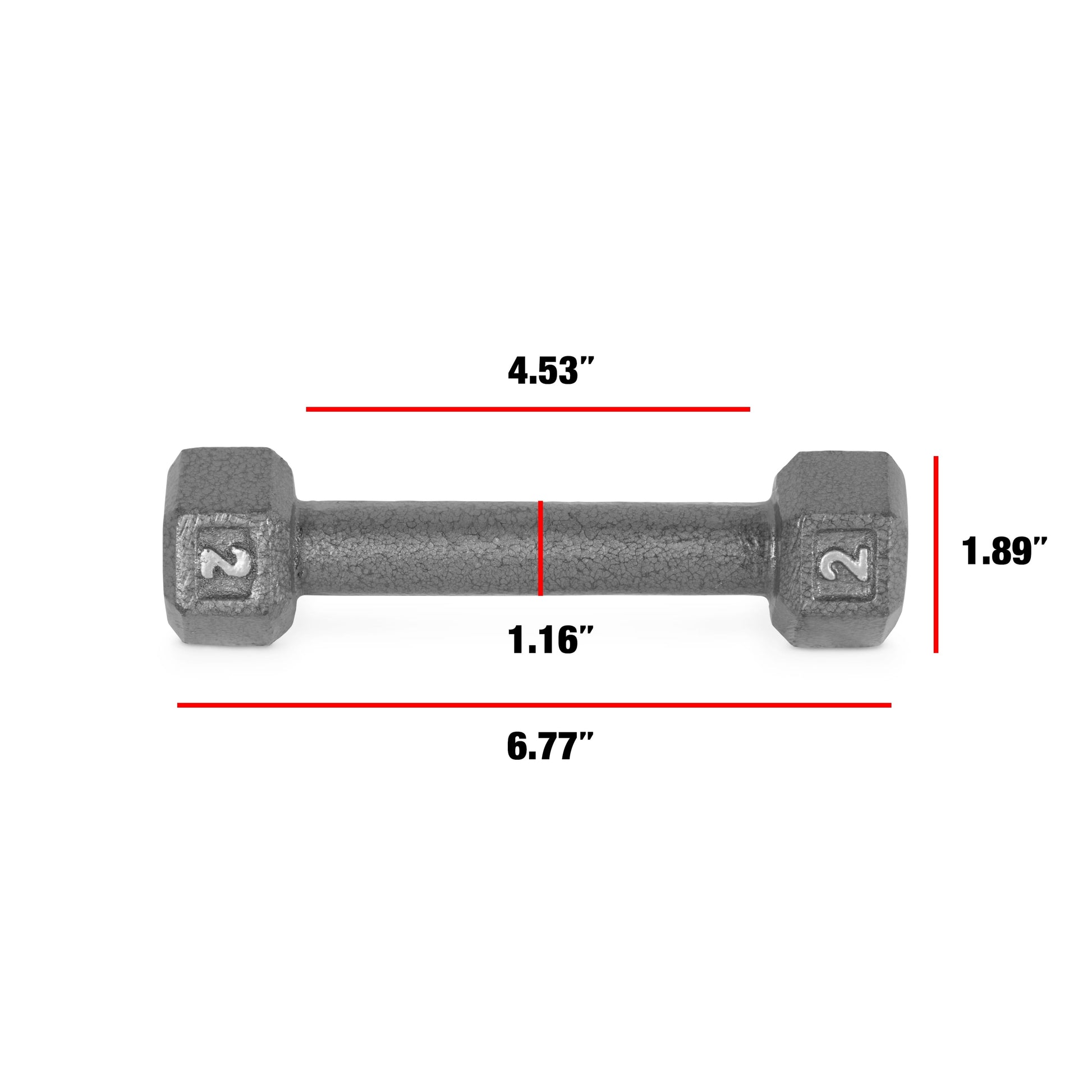 Barbell Cast Iron Dumbbell Weights, 2 Lbs. Pair