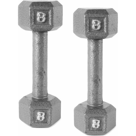 Barbell Cast Iron Dumbbell Weights, 8 Lb. Pair